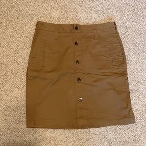 Tan Khaki Button Skirt